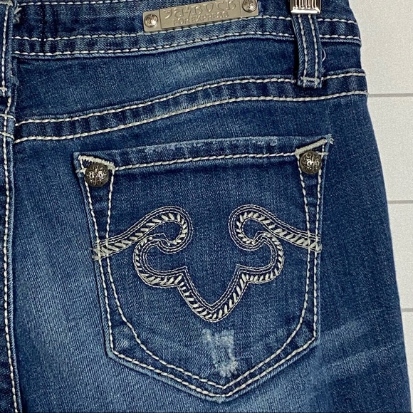 REROCK for Express Skinny Jeans Women's Size 2 Regular Dark Wash Destroyed Denim - Picture 3 of 10